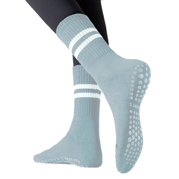 Calcetín Deportivo Yoga Antideslizante Ajustable Azul con Rayas