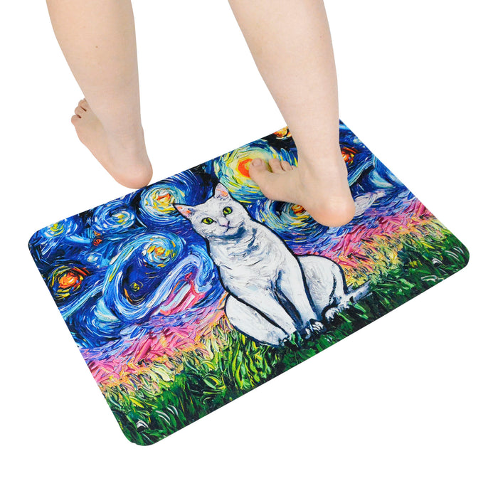 alfombra baño gato blanco mouse pad van gogh pintura arte