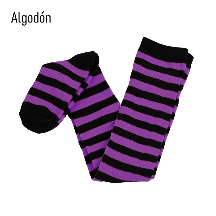 bucanera algodon sobre rodilla morada y negro modelo 3908-2