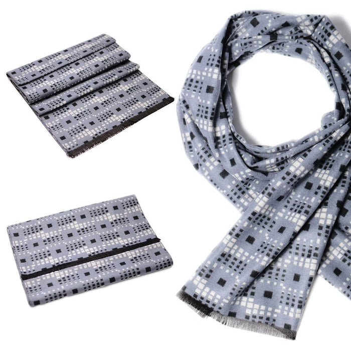 bufanda hombre cuadros gris invierno
