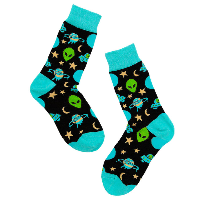 calcetin algodon largo aliens extraterrestre planeta estrella luna