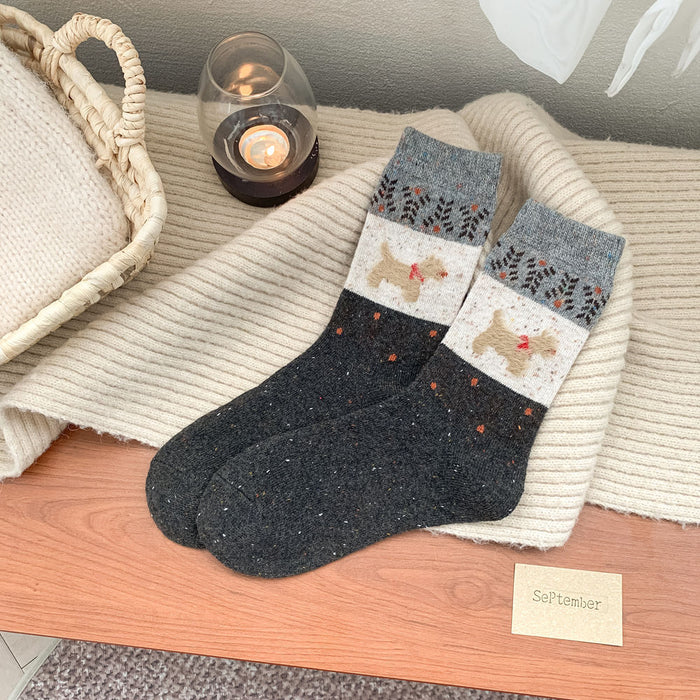 calcetin algodon largo perros gruesos gris 4014-4