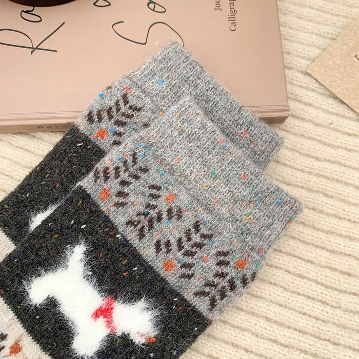 calcetin algodon largo perros gruesos gris negro 4014-1