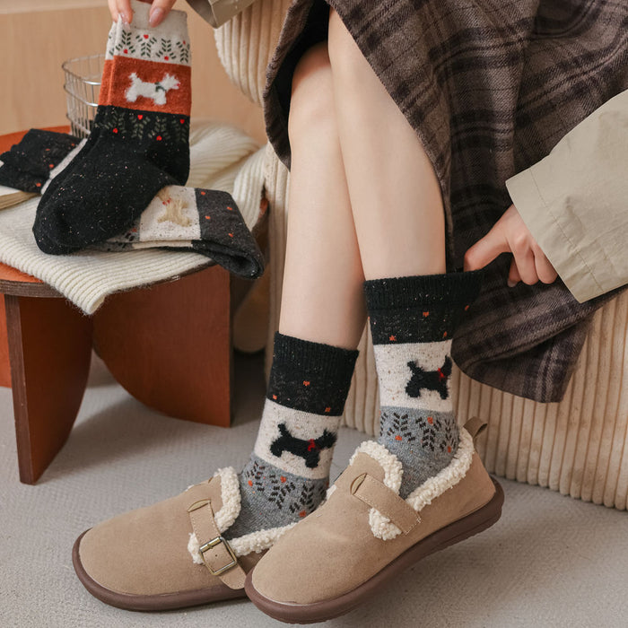 calcetin algodon largo perros gruesos gris negro 4014-1