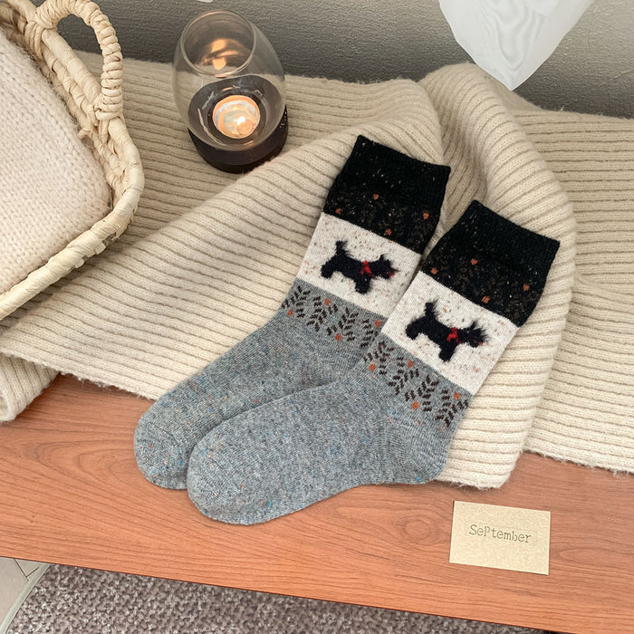 calcetin algodon largo perros gruesos gris negro 4014-1