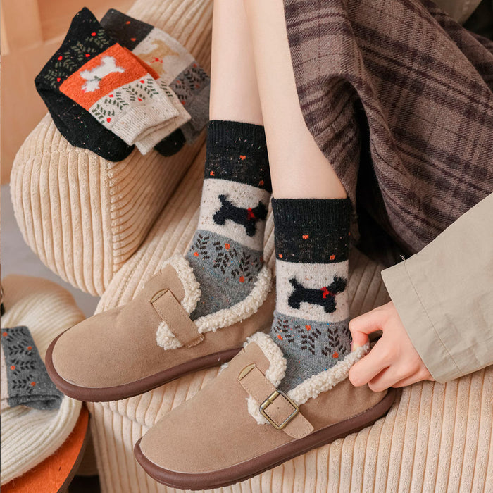 calcetin algodon largo perros gruesos gris negro 4014-1