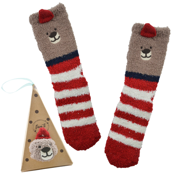 calcetin largo toalla osos rojos 4018-10