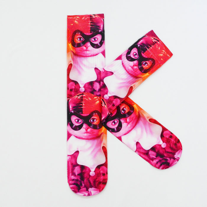 calcetin sublimado largo gata harley queen super villana poliester 3D-79