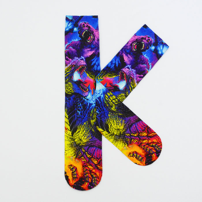 calcetin sublimado largo king kong gotzilla poliester 3D-54