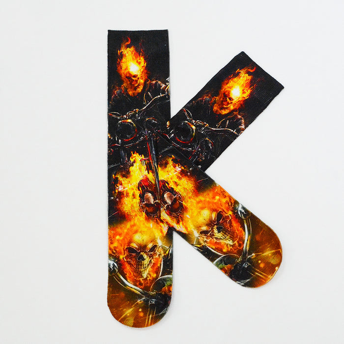 calcetin sublimado largo moto calavera ghost rider poliester 3D-94