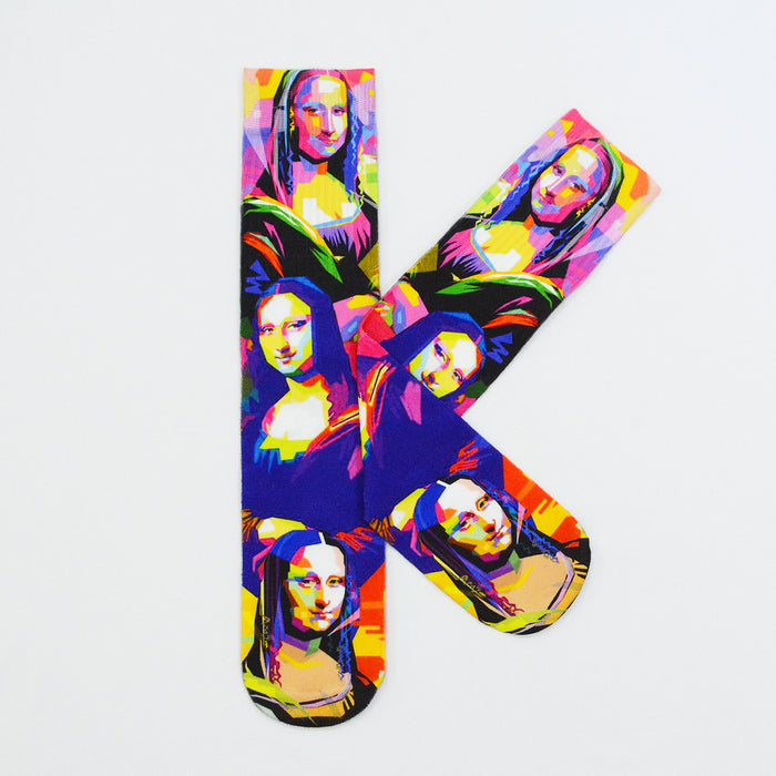 calcetin sublimado mona lisa pintura arte poliester 3D-58