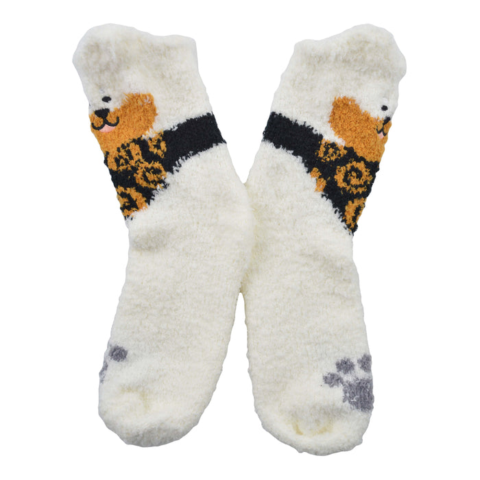 calcetin toalla largo perro blanco 4019-2