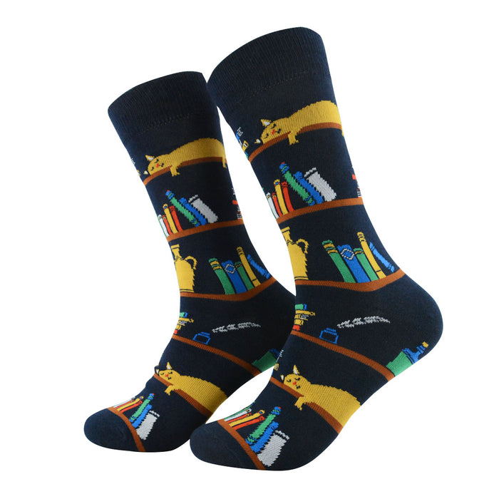 calcetines algodon gato libros biblioteca