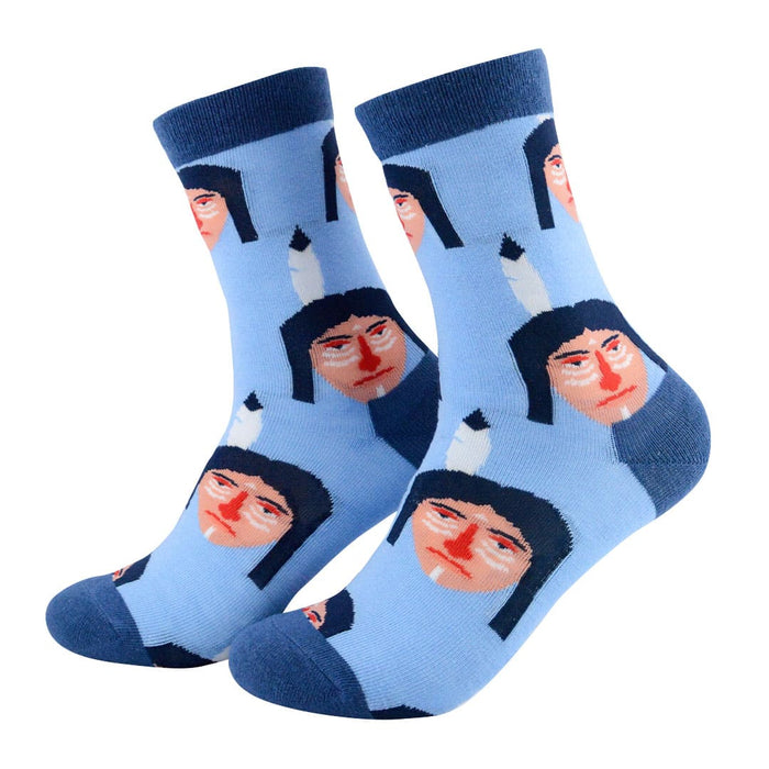 calcetines algodon largo caras indigenas talla 35-40