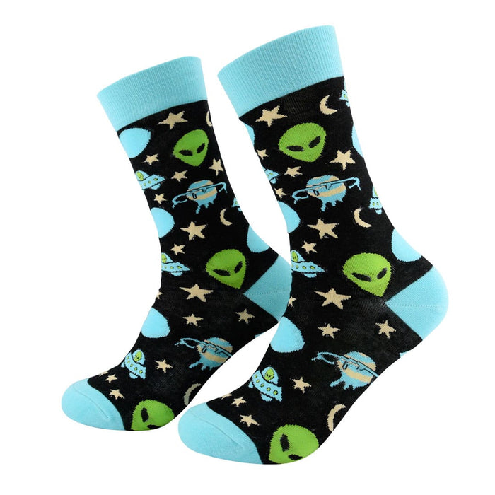 calcetines algodon largo extraterrestre luna sol estrellas azul 35-40
