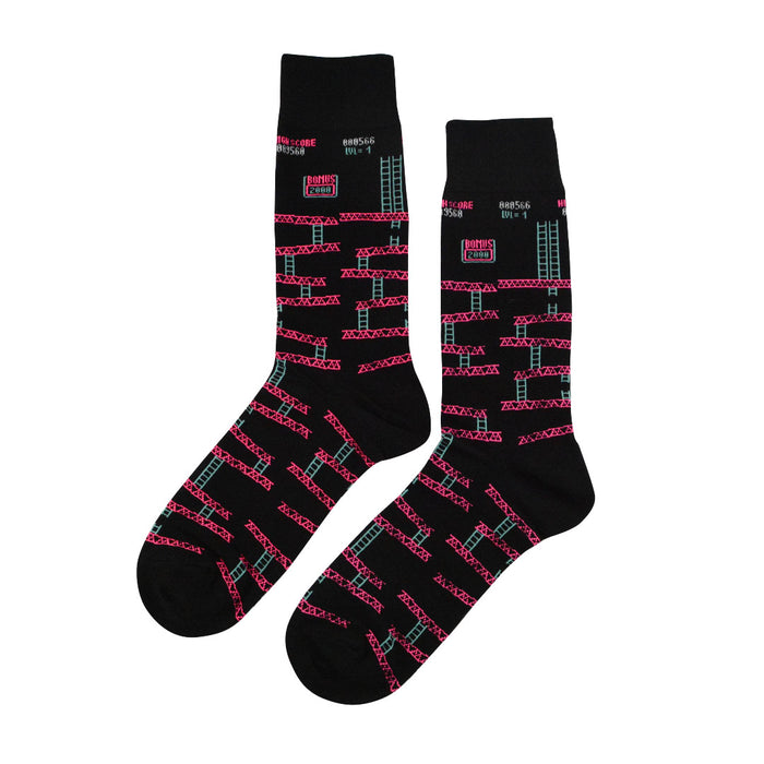 calcetines algodon largos escaleras fucsia dong king kong videlo juego talla 40-45