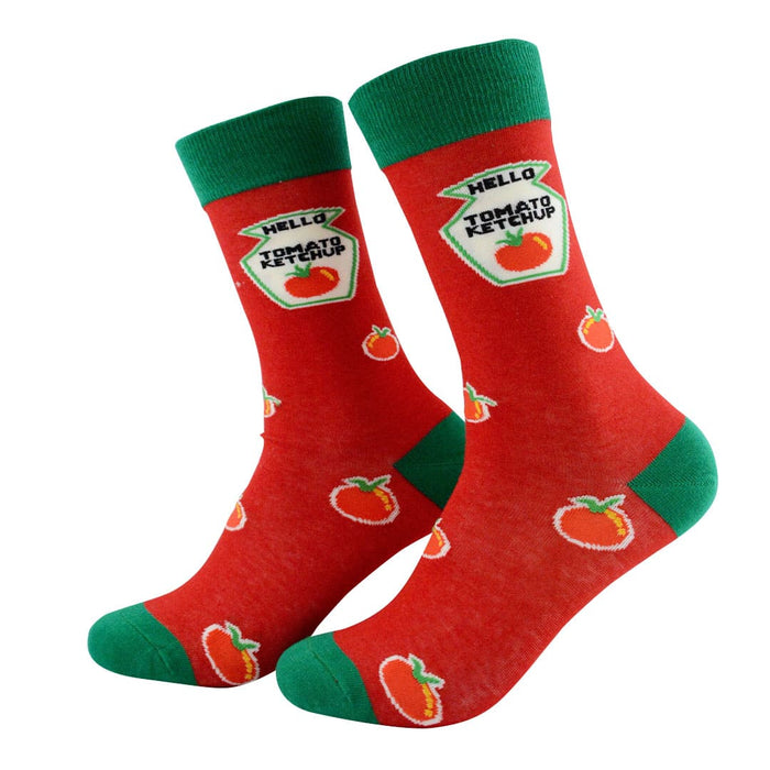 calcetines algodon largos rojo tomate salsa ketchup talla 35-40