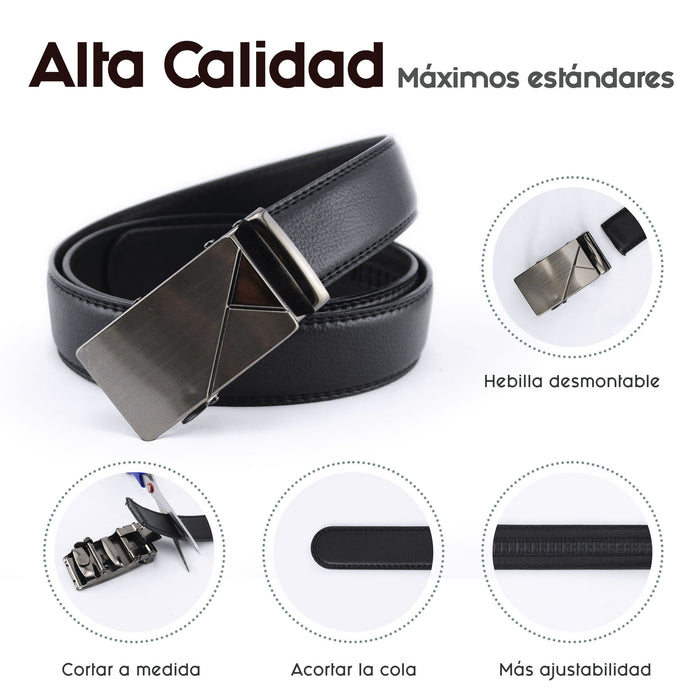 calidad cinturon automatico liso hombre sintetico negro