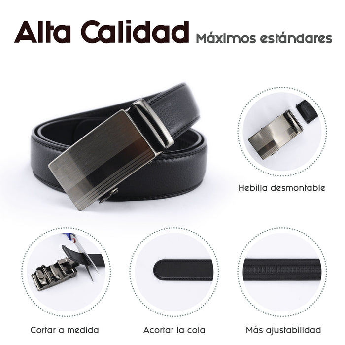 calidad cinturon automatico liso hombre sintetico negro