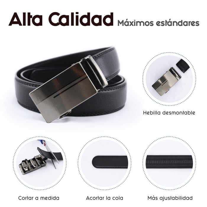 calidad cinturon automatico liso hombre sintetico negro