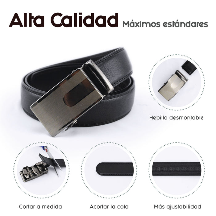 calidad cinturon automatico liso hombre sintetico negro