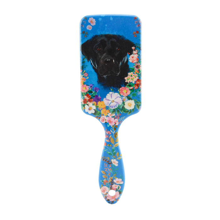 cepillo cabello negro labrador floral