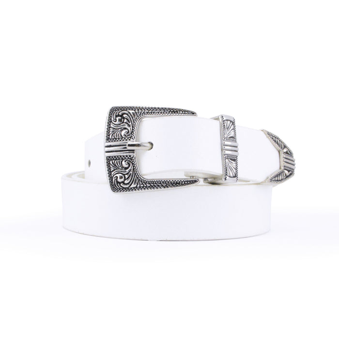 cinturon blanco hebilla texturizada 3360-2