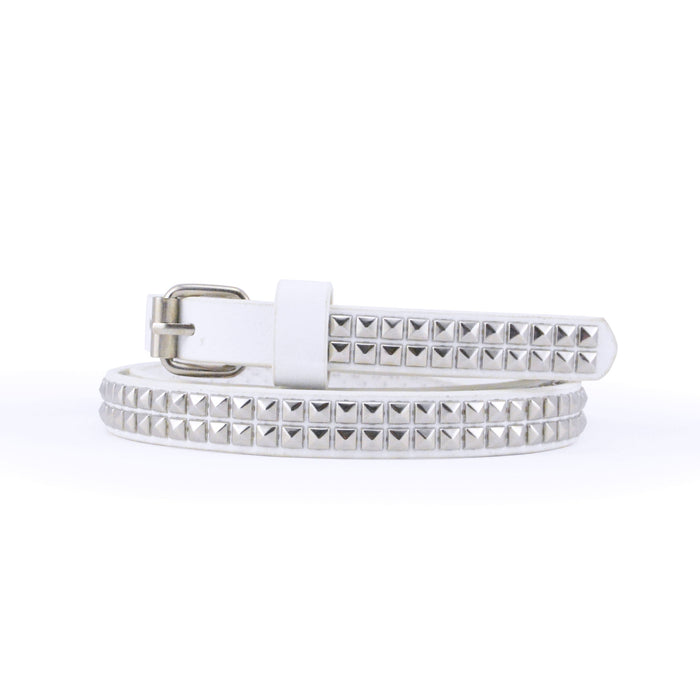 cinturon blanco mini tachas piramide delgado 3354-2