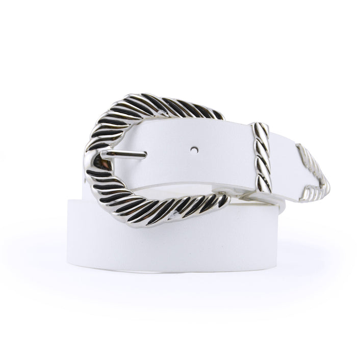 cinturon blanco vaquero liso sintetico