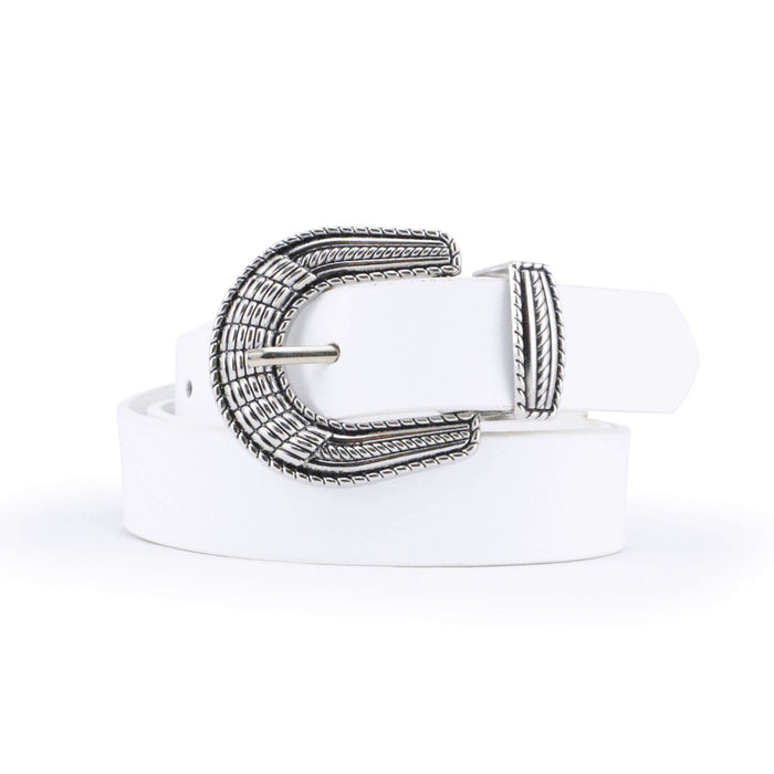 cinturon liso blanco hebilla texturizada 3352-2