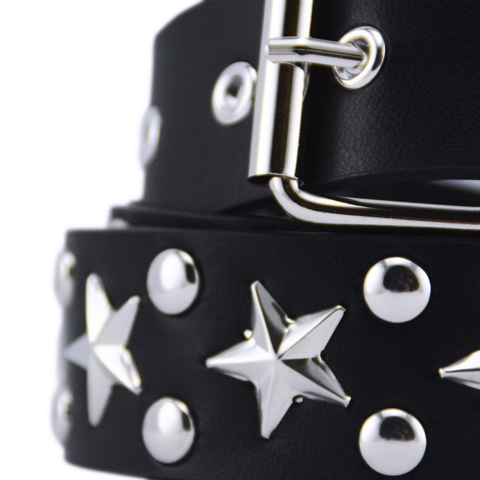 cinturon mujer sintetico correa negro estrella tachas 3233