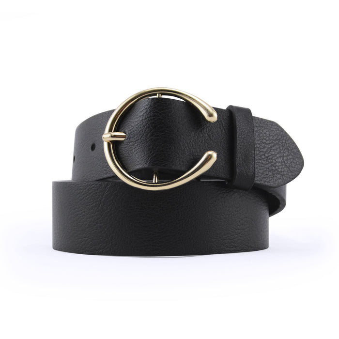 cinturon negro herradura liso