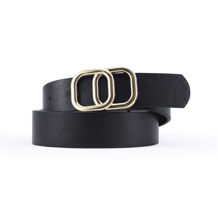 cinturon negro liso hebilla doble cuadrada 3361-1