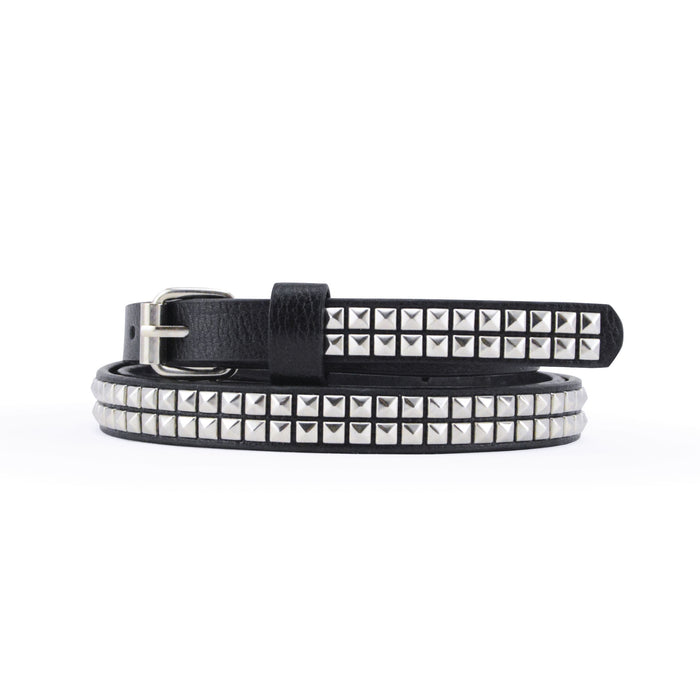cinturon negro mini tachas piramide delgado 3354-1