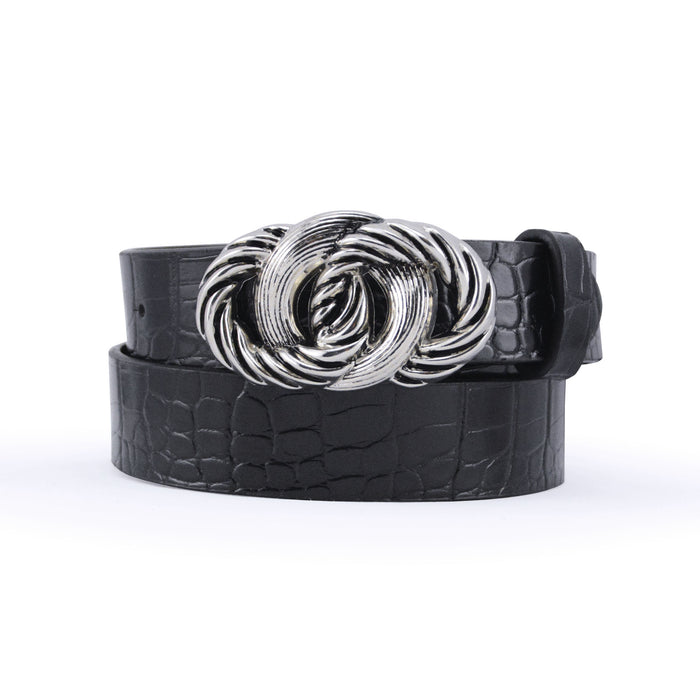 cinturon negro sintetico texturizado negro 3366