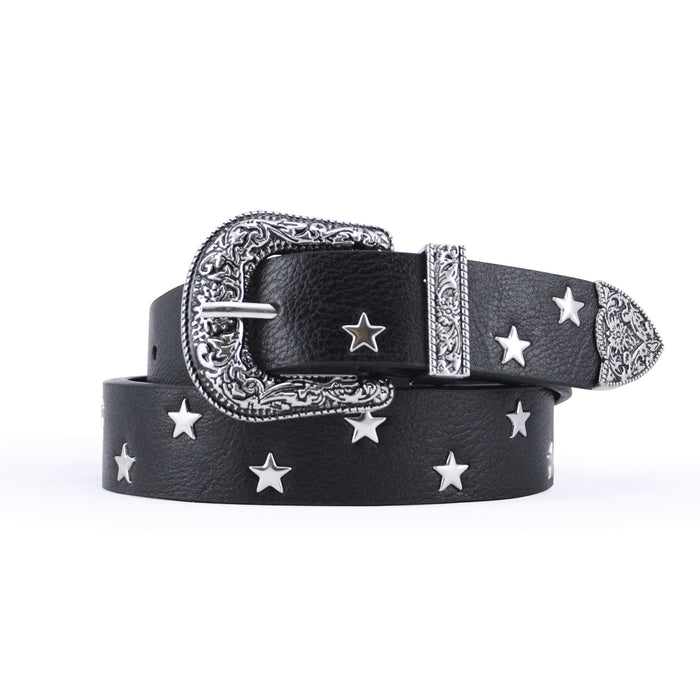 cinturon negro tachas estrellas sintetico 3358-1