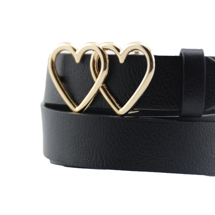 cinturon sintetico liso corazones dobles dorados 3839-2