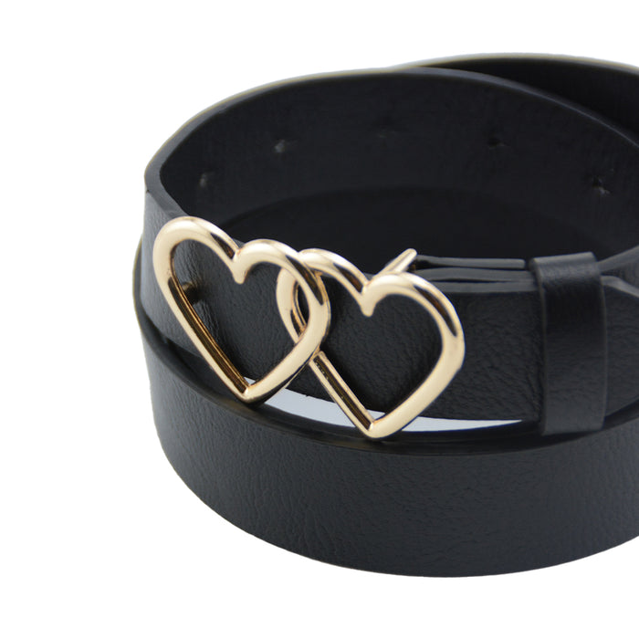 cinturon sintetico liso corazones dobles dorados 3839-2