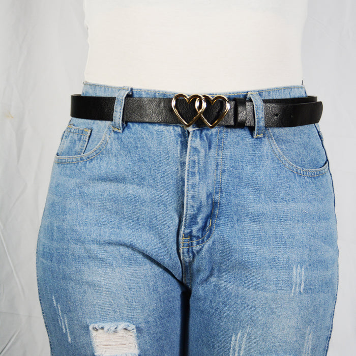 cinturon sintetico liso corazones dobles dorados 3839-2