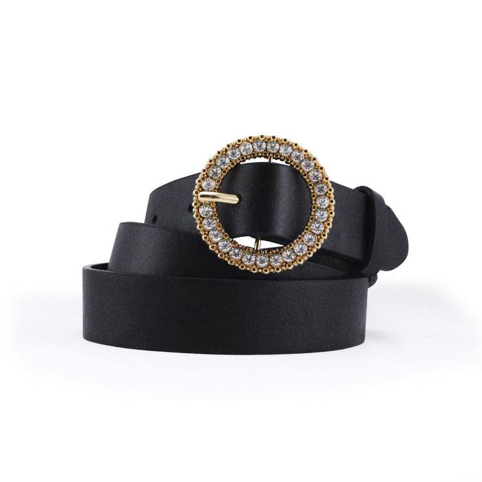 cinturon sintetico liso correa strass brillo dorado 3079