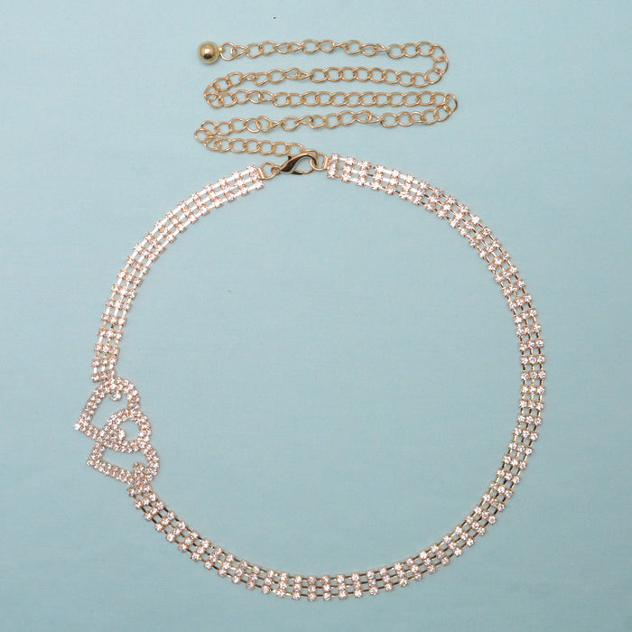 cinturon strass brillo cadena metal dorado corazones 3826-2