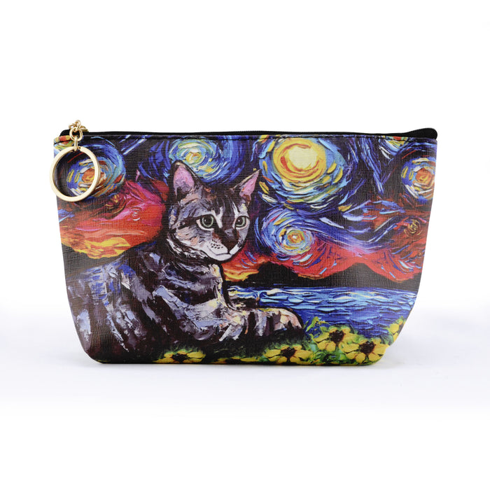 cosmetiquero gato gris acostado arte gogh pintura