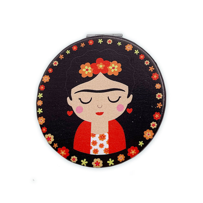 espejo cartera mano moda tornasol doble cara vidrio frida khalo uva mora