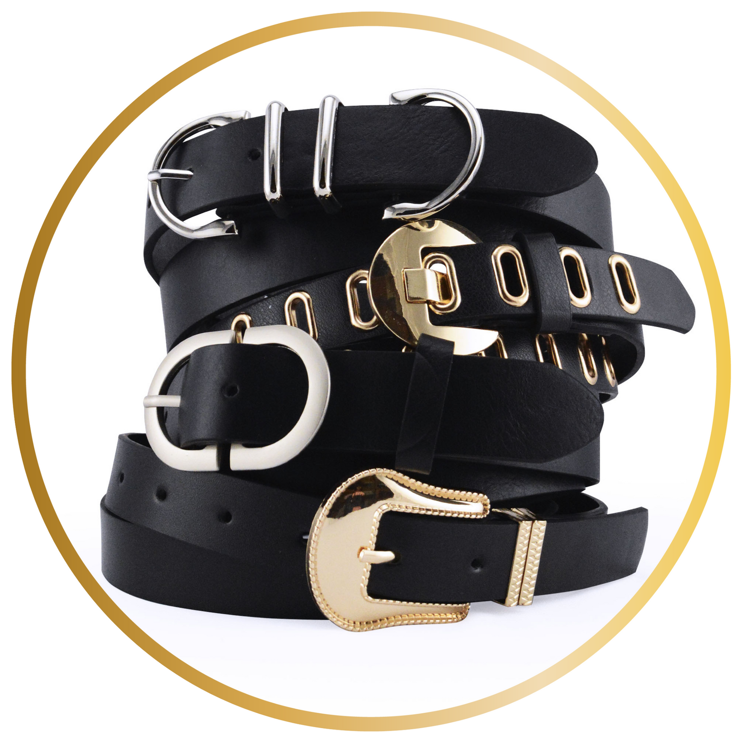 hebillas negro dorado plateado cinturon mujer correas