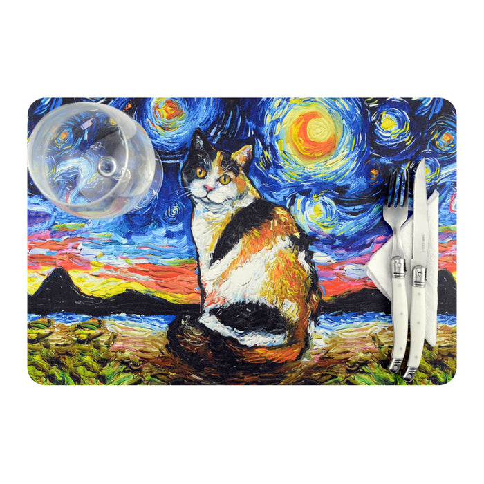 individual mesa mouse pad gato calico van gogh arte pintura