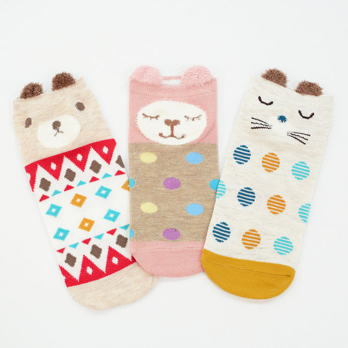 pack 3 calcetines cortos animales conejo gato 1889