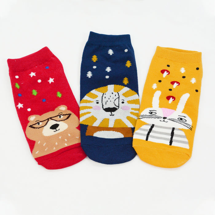 pack 3 calcetines cortos animales leon conejo oso 1871