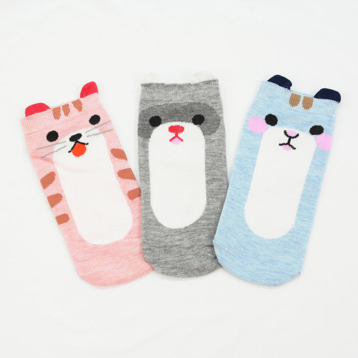 pack 3 calcetines cortos animales mapache gatos 1878