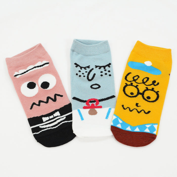 pack 3 calcetines cortos caras locas colores 1880