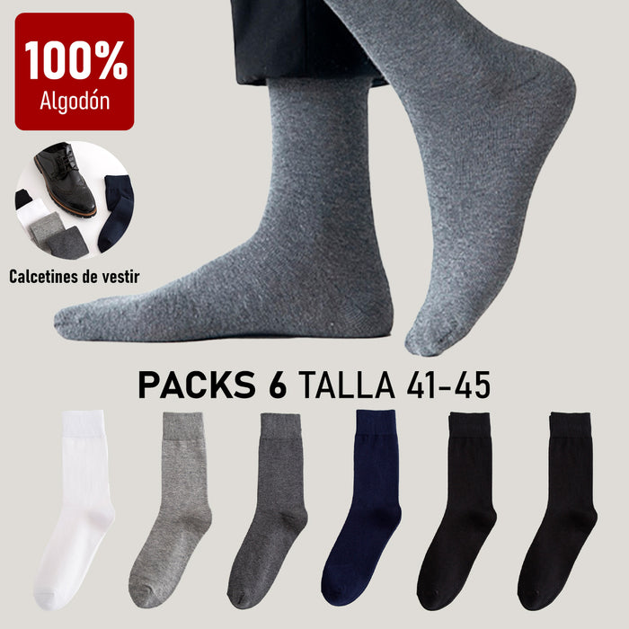 pack calcetin largo algodon de vestir hombre